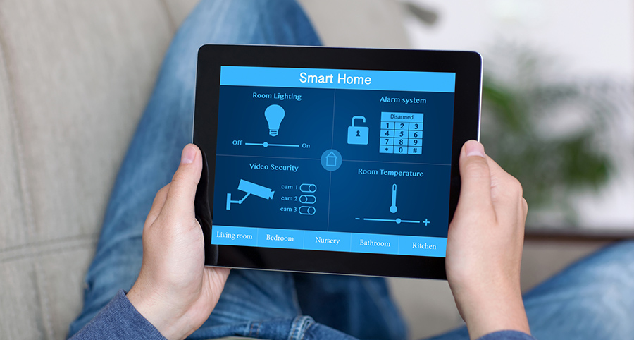 The ability to access and control security components from a mobile device is one of the top smart home trends in Tuscaloosa. Close-up of smart home security app.